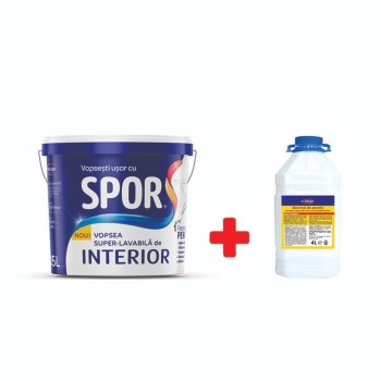 Vopsea superlavabila interior Spor, alb, 15 l + amorsa 4 l